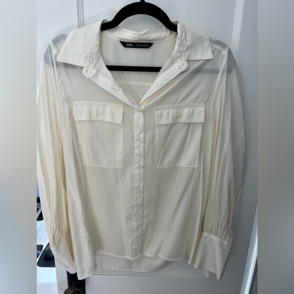 Zara Silk Cream Button Down